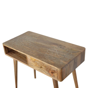 Leaf Embossed Resin Solid Wood Writing Desk