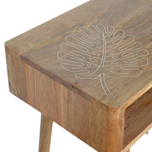 Leaf Embossed Resin Solid Wood Writing Desk