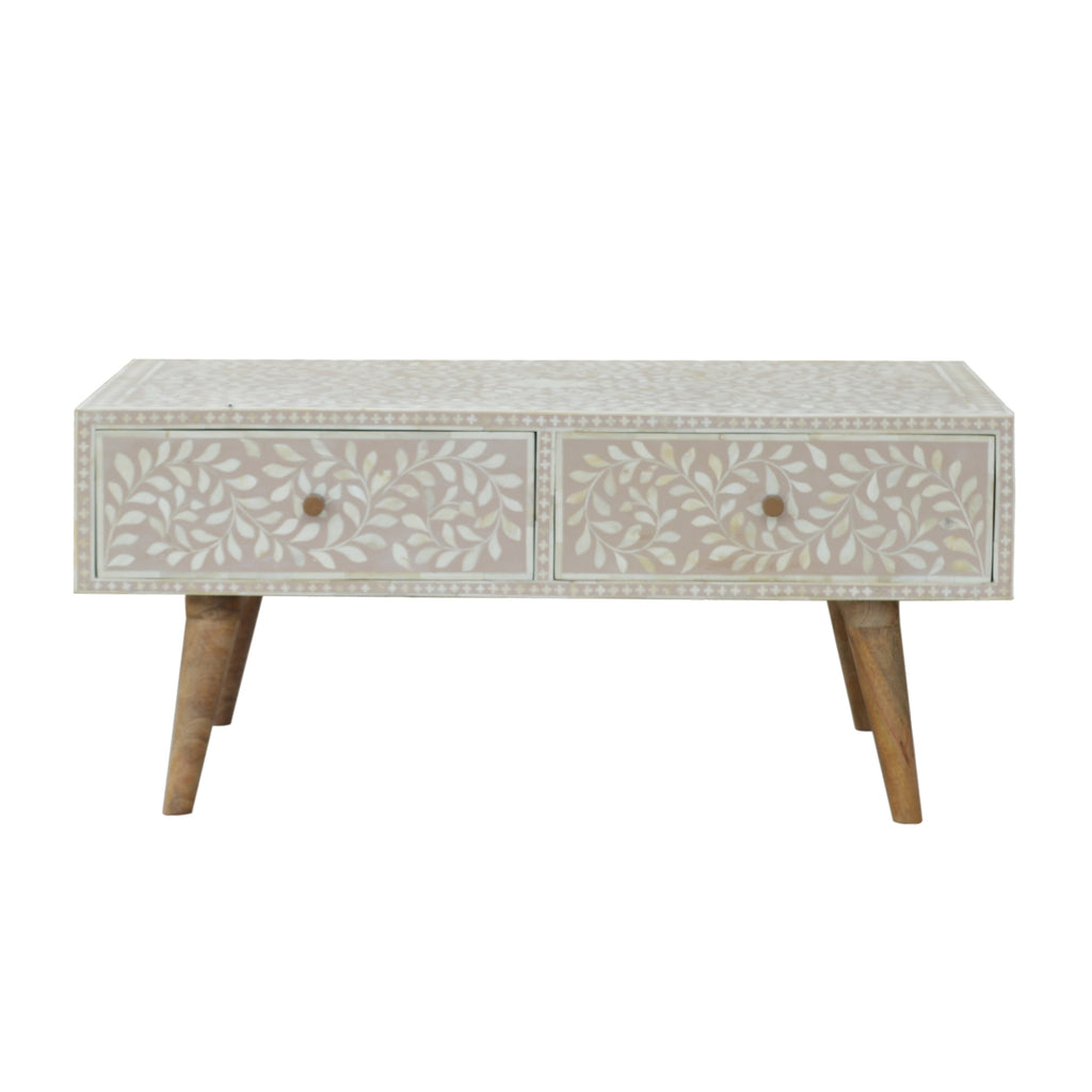 Taupe Floral Bone Coffee Table