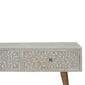 Light Taupe Floral Bone Inlay Coffee Table