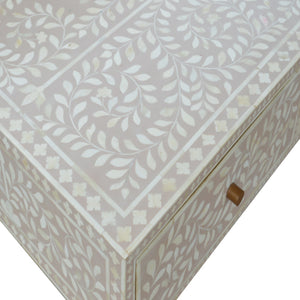 Light Taupe Floral Bone Inlay Coffee Table