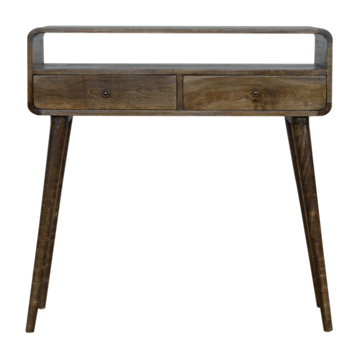 Curved Grey-wash Console Table