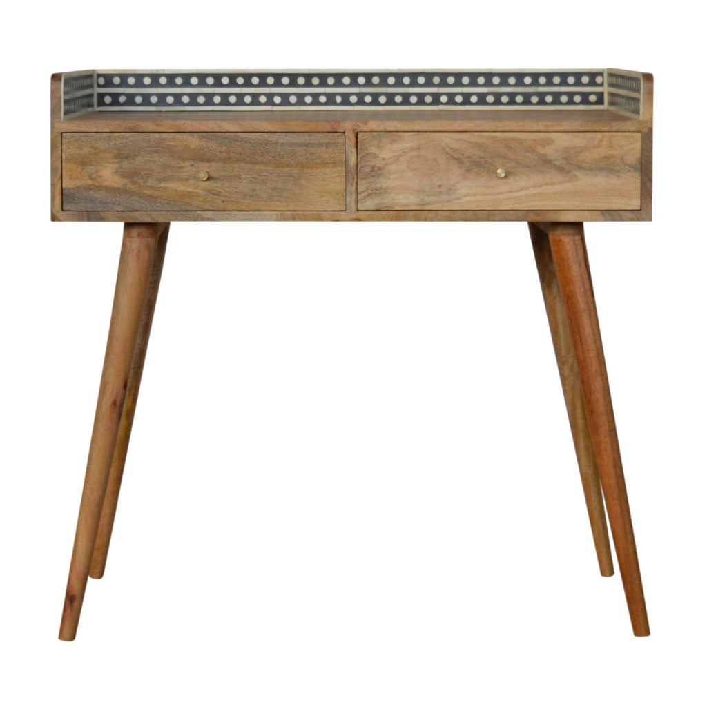 Bone Inlay Gallery Back Console Table