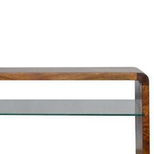 Chestnut Glass Shelf Media Unit