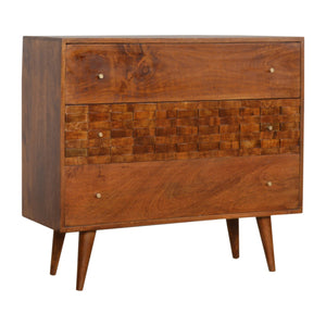 Tile Carved Chestnut Chest