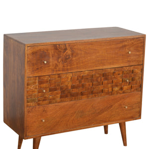 Tile Carved Chestnut Chest