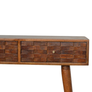 Tile Carved  Chestnut Console Table