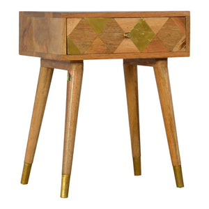 Oak-ish Gold Brass Inlay Bedside