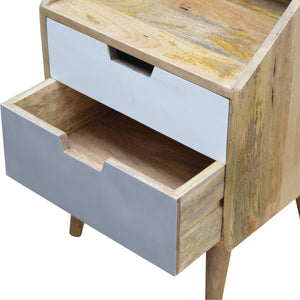 White and Grey Raised Bedside Table