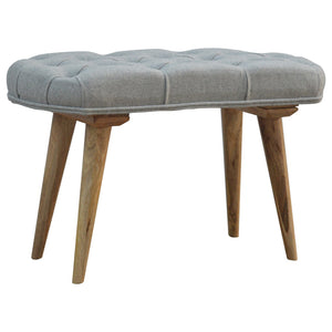 Nordic Style Bench with Deep Buttoned Grey Tweed Top