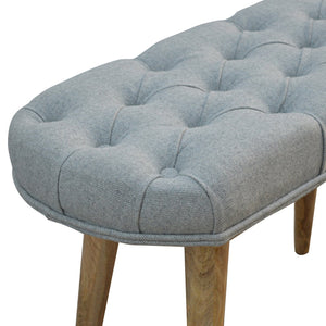 Nordic Style Bench with Deep Buttoned Grey Tweed Top