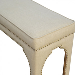 Mango Wood  Occasional Bench Upholstered in Mud Linen