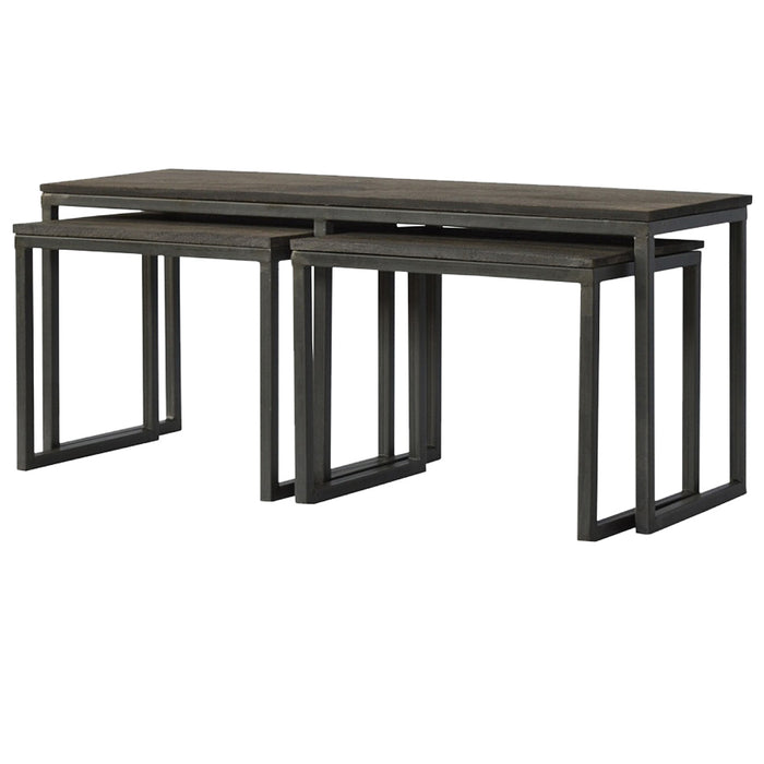 Industrial Iron Base Set of 3 Tables