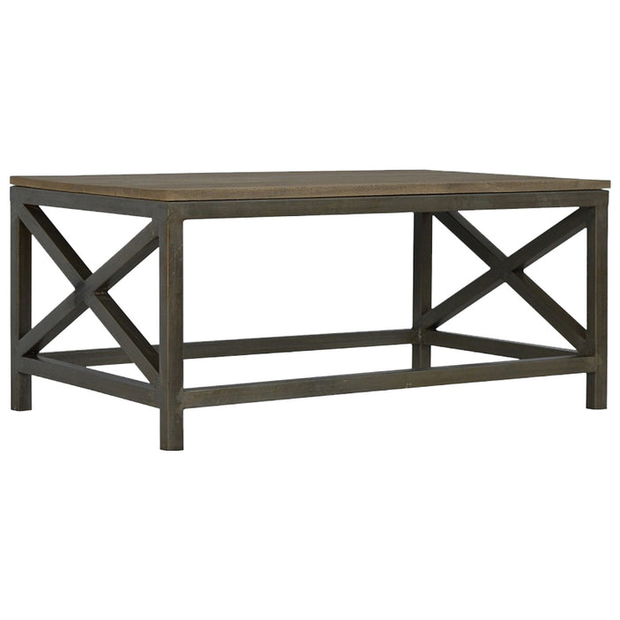 Industrial Coffee Table with Criss Cross Metal Design