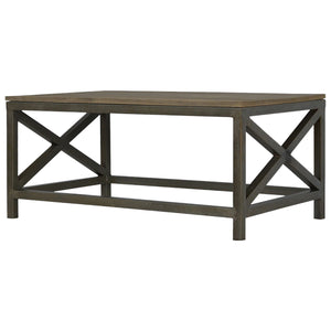 Industrial Coffee Table with Criss Cross Metal Design