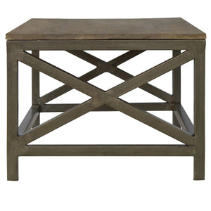 Industrial Coffee Table with Criss Cross Metal Design