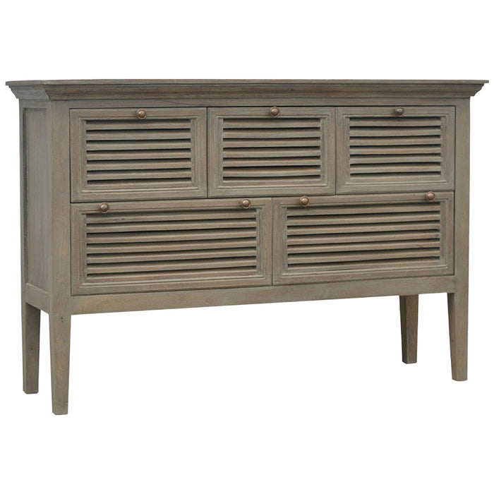 Grey Wash Buffet with 5 Shutter Front Drawers