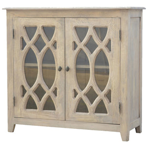 Stone Acid Wash Sideboard with 2 Hand Carved Glazed Doors