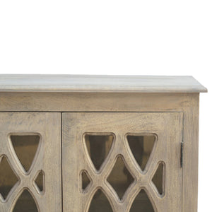 Stone Acid Wash Sideboard with 2 Hand Carved Glazed Doors