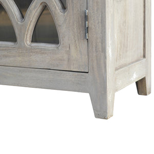 Stone Acid Wash Sideboard with 2 Hand Carved Glazed Doors