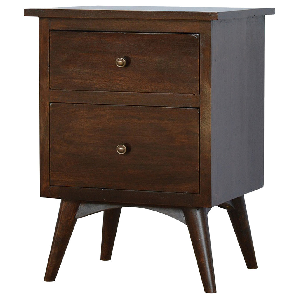 Walnut 2 Drawer Nordic Bedside