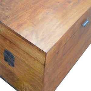 Industrial Wooden Storage Box with Metal Base