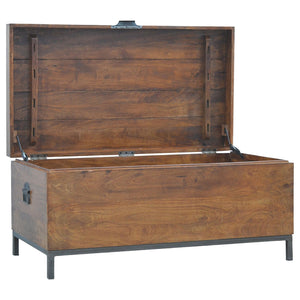 Industrial Wooden Storage Box with Metal Base