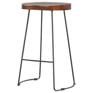 Industrial Bar Stool with Chunky Wood Seat