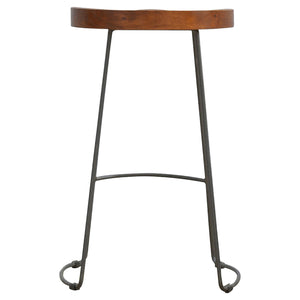 Industrial Bar Stool with Chunky Wood Seat