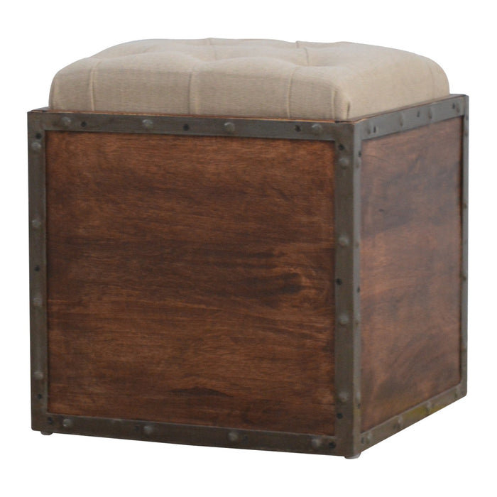 Iron Padded Storage Footstool