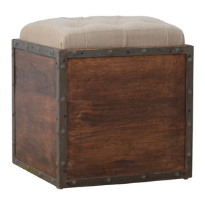 Iron Padded Storage Footstool