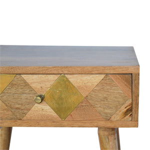 Oak-ish Gold Brass Inlay Bedside