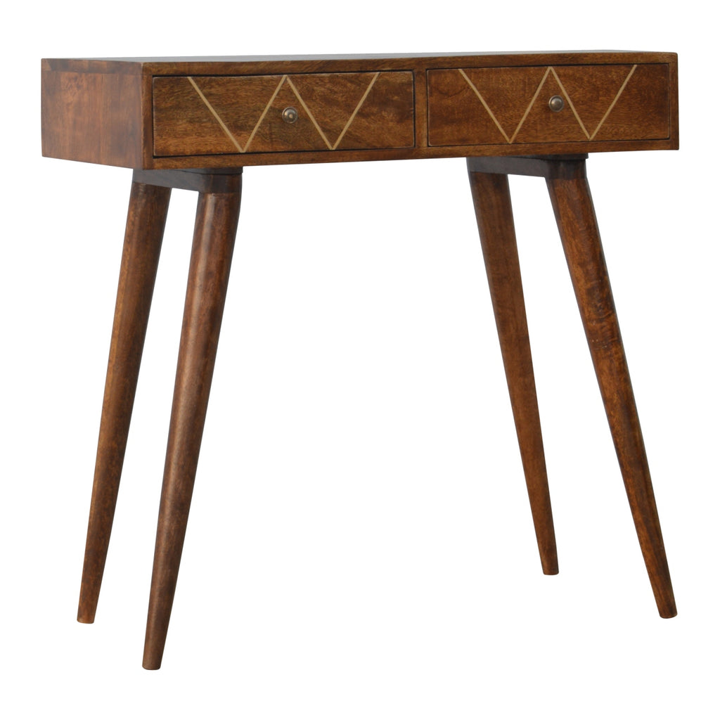 Geometric Brass Inlay Console Table