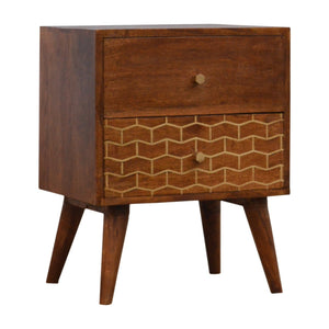 Gold Art Pattern Bedside with 2 Drawers