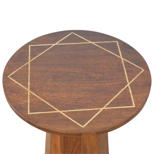 Geometric Brass Inlay End Table