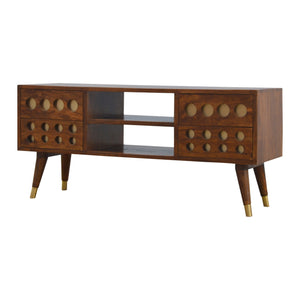 Brass Inlay Cut Out Entertainment Unit