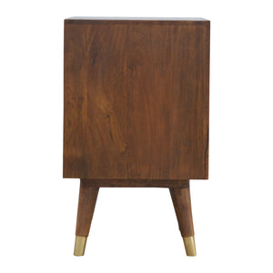 Chestnut Brass Cut-out Bedside