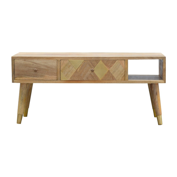 Oak-ish Gold Brass Inlay Media Unit