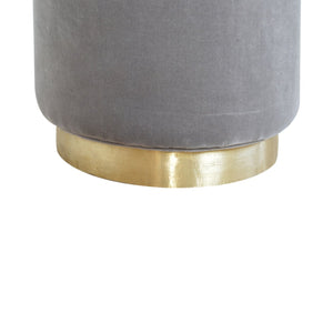 Gold Base Grey Velvet Footstool