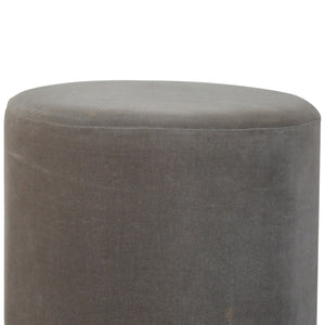 Grey Velvet Footstool with Gold Base