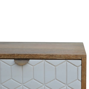 Sleek White Carved Bedside