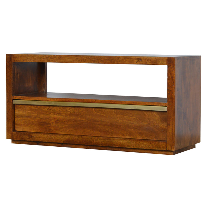 Chestnut Media Unit with Gold Bar