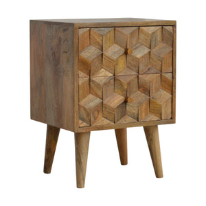 Cube Carved Bedside with 2 Drawers