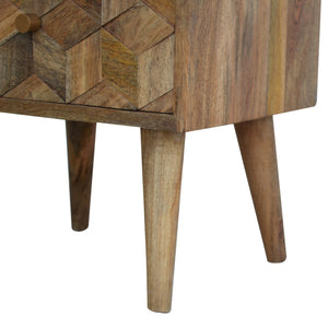 Cube Carved Bedside with 2 Drawers