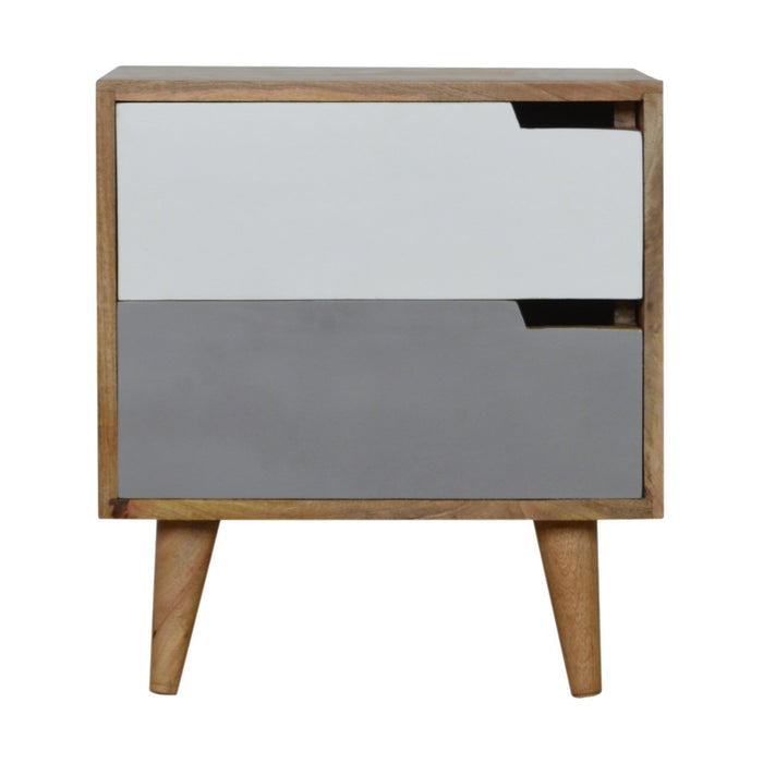 Grey Painted Bedside with Cut out Slots