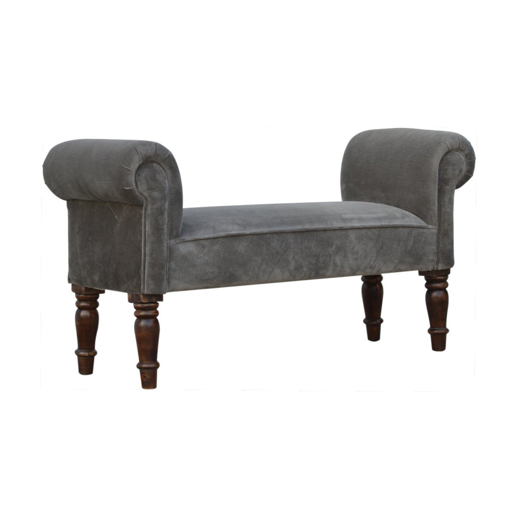 Grey Velvet Bench