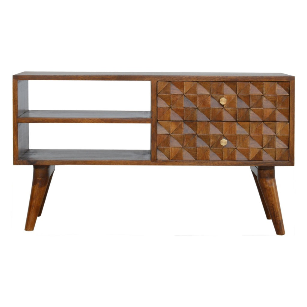 Chestnut Diamond Carved Media Unit