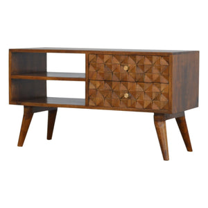 Chestnut Diamond Carved Media Unit