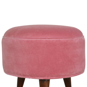 Pink Velvet Nordic Style Footstool