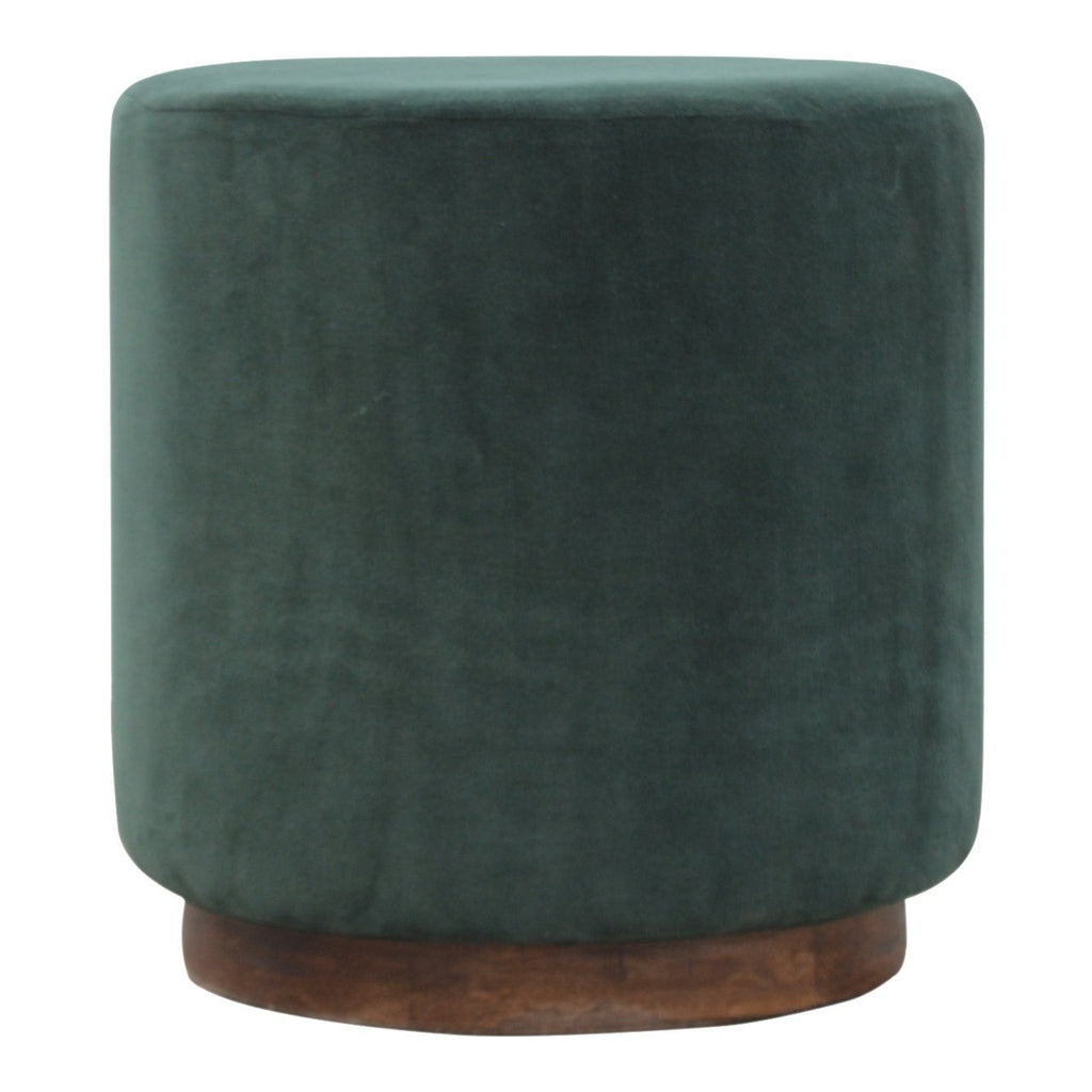 Large Emerald Velvet Footstool